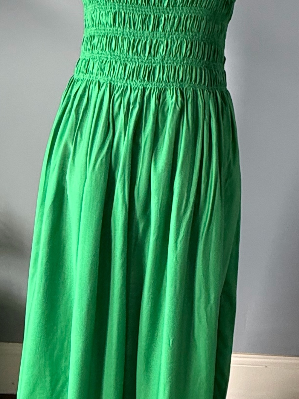 Bright Green Smocked Maxi Dress